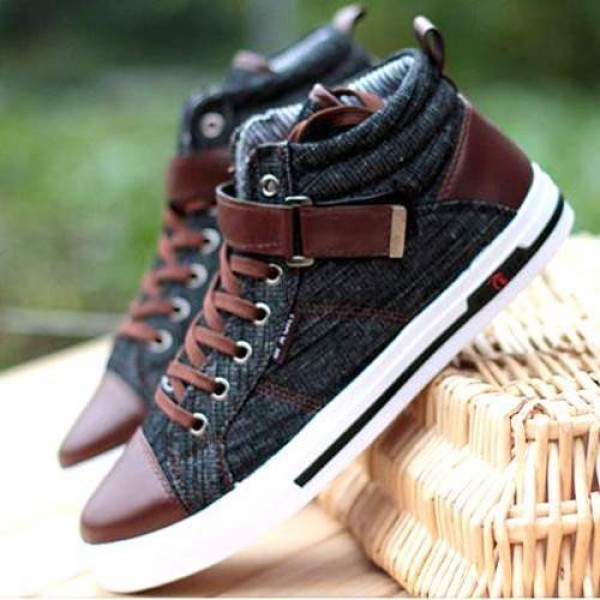Baskets Homme fashion Sneakers Jean denim Casual shoes Noires